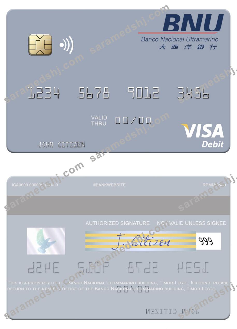 Timor-Leste Banco Nacional Ultramarino building visa debit card